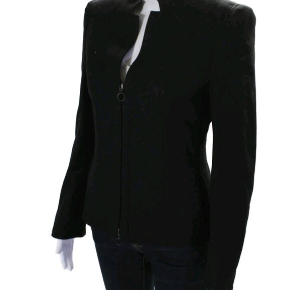 Akris Punto Womens Wool Double Zipped Closure Long Sleeved Jacket Black Size 6 - Picture 4 of 9